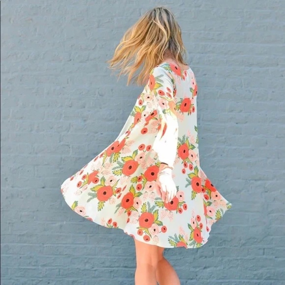 LIKE NEW! Women's Paper Crown Anthropologie Blue Floral Swing Dress - XSP - Picture 5 of 15